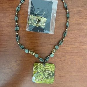 Vintage Beaded Necklace with Matching Earrings